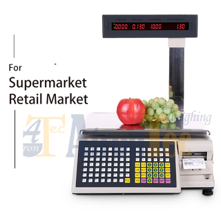 30 kg Kapazität, LED-Anzeige, Barcode-Druckwaage für Supermarkt und Einzelhandel